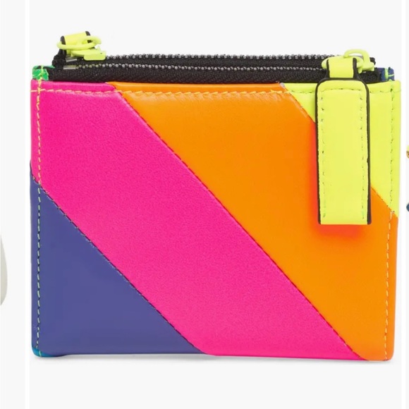 Kurt Geiger London Small  Rainbow Multi color Double zipper Wallet - Picture 2 of 13